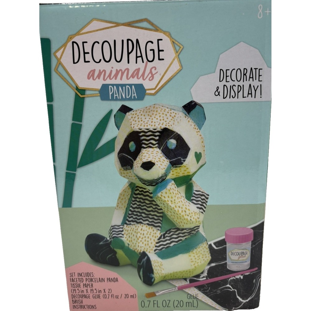 Decoupage Panda Bear NIB Kids Adults Craft Everything Included